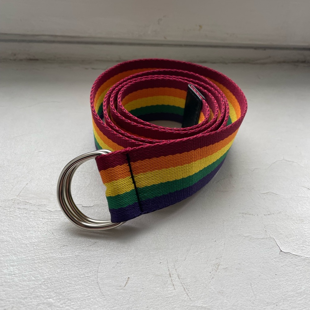 Garage | Rainbow Striped Belt with Silver Buckle